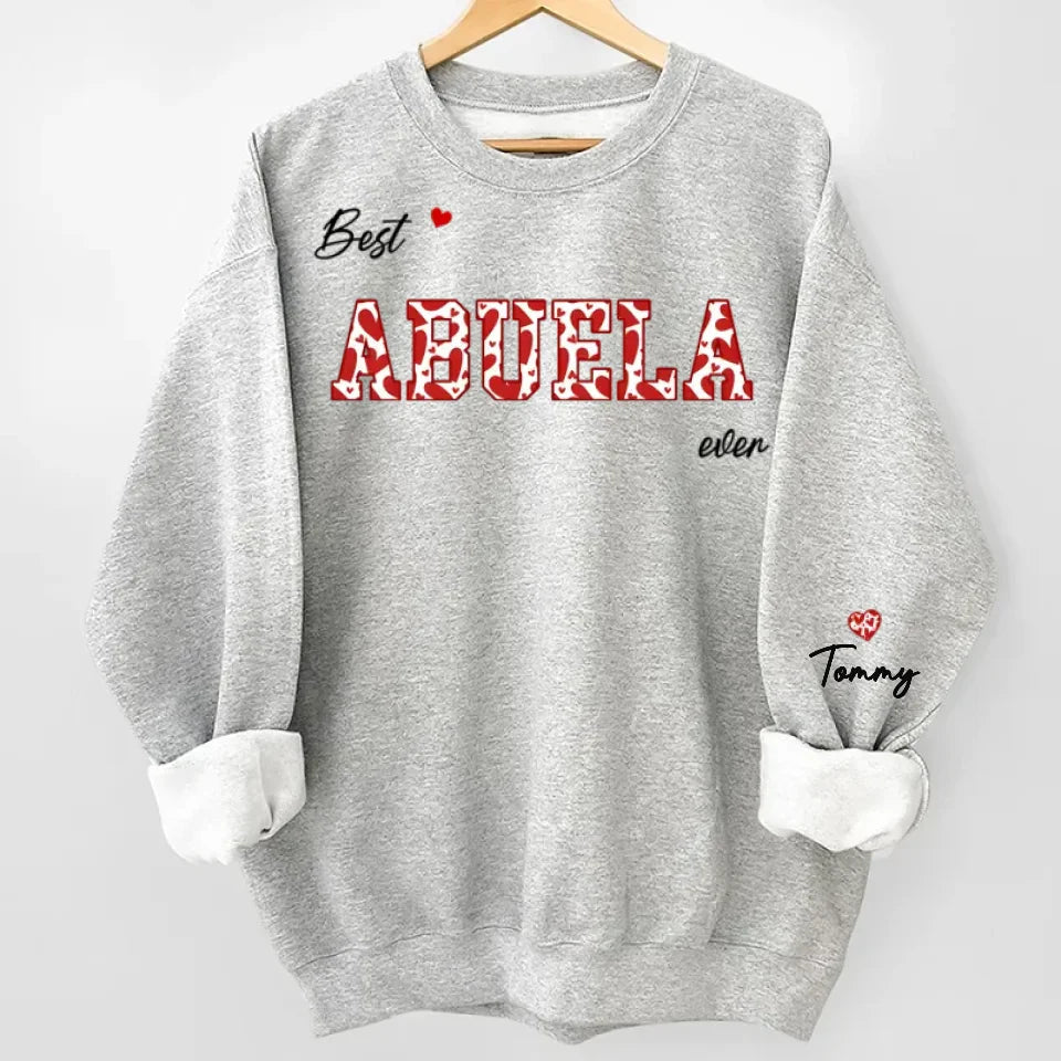 This Mama Wears Her Heart On Her Sleeve - Family Personalized Custom Unisex Sweatshirt With Design On Sleeve - Birthday Gift For Mom, Grandma 686255 - DiyGiftly