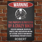 This Property Is Protected By A Crazy Biker - Gift for a Biker - Personalized Custom Metal Sign 736964 - 736958 - DiyGiftly