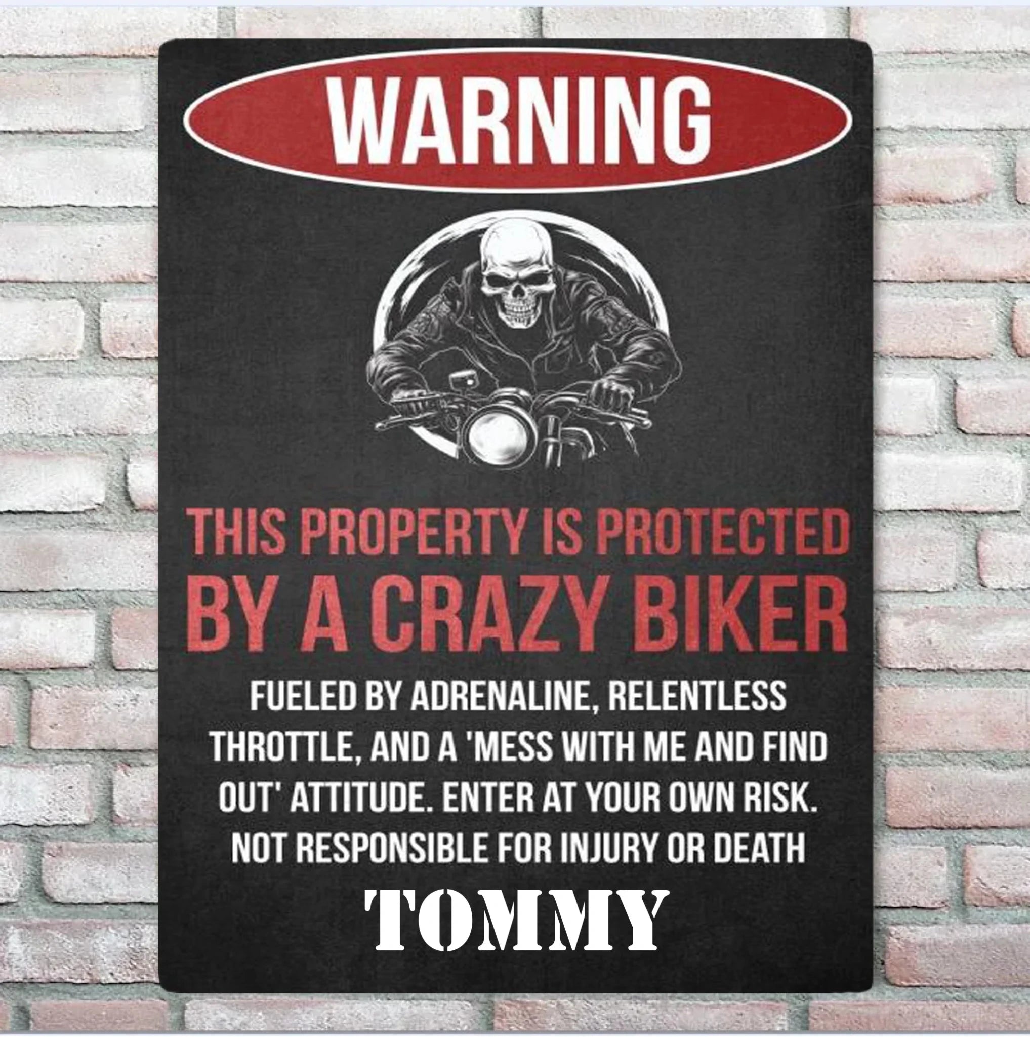 This Property Is Protected By A Crazy Biker - Gift for a Biker - Personalized Custom Metal Sign 743208 - 743221 - DiyGiftly