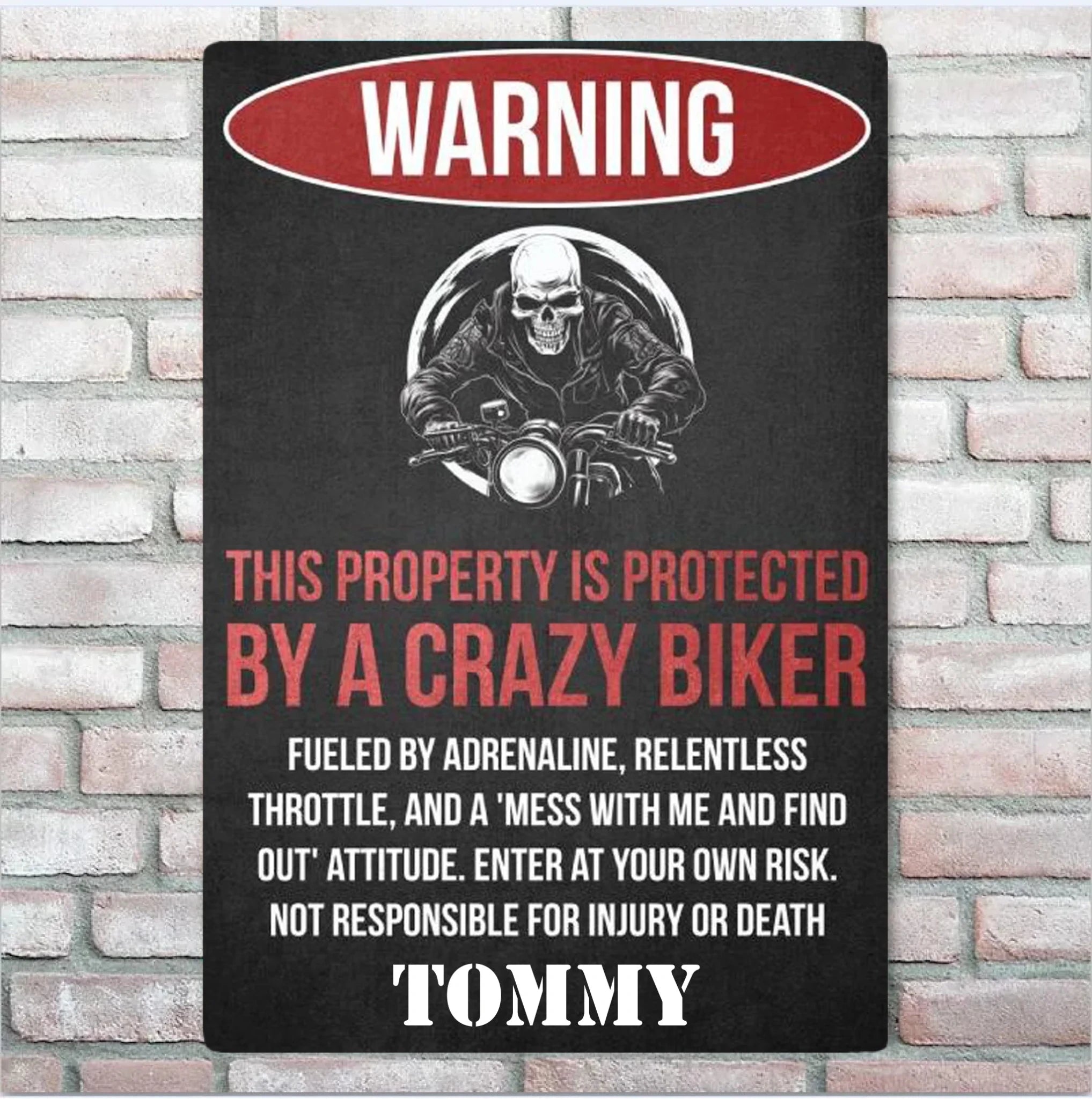 This Property Is Protected By A Crazy Biker - Gift for a Biker - Personalized Custom Metal Sign 743208 - 743221 - DiyGiftly