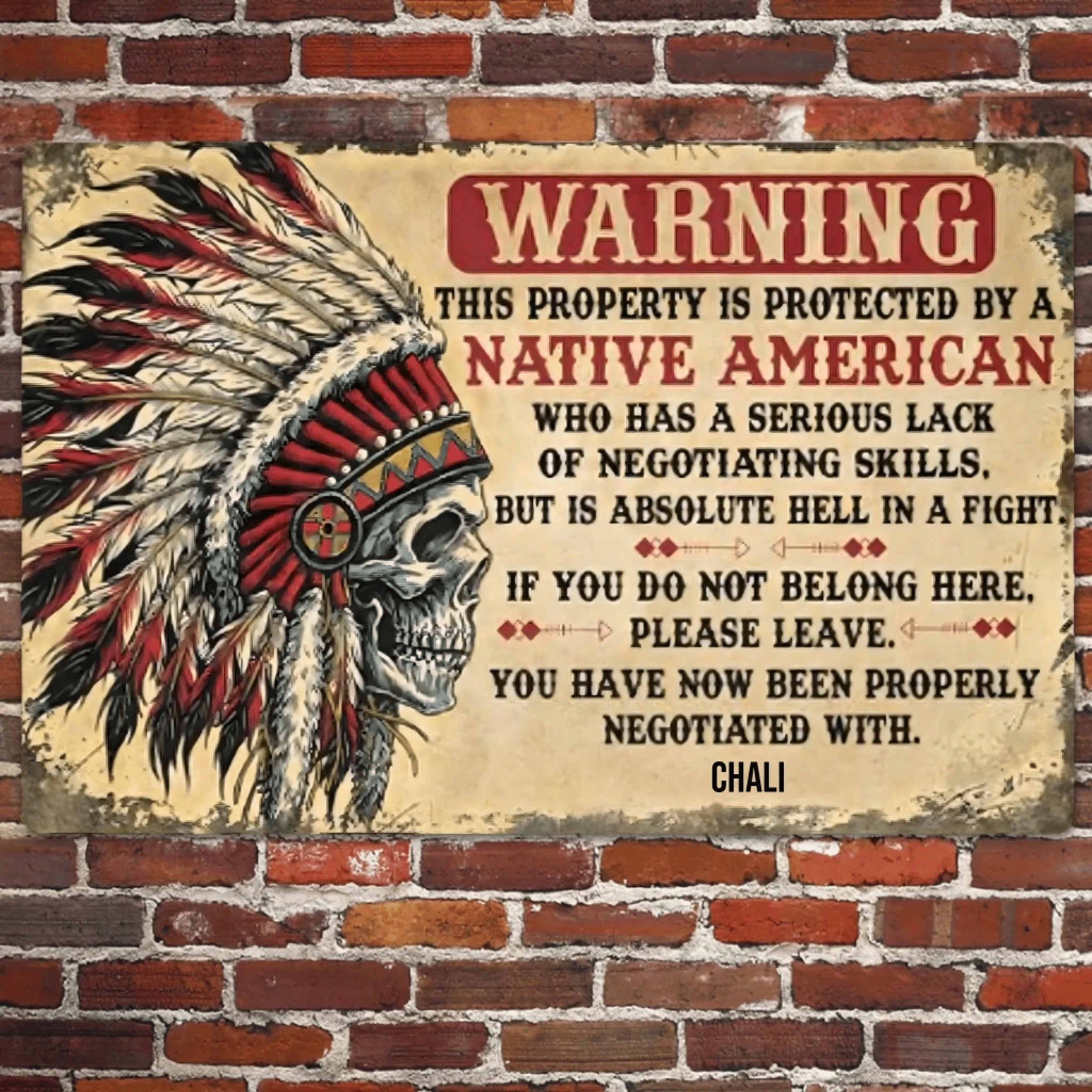 This property is protected by a Native American - Gift for yourself/friends - Personalised Native Custom Metal Sign 736527 - 736510 - DiyGiftly