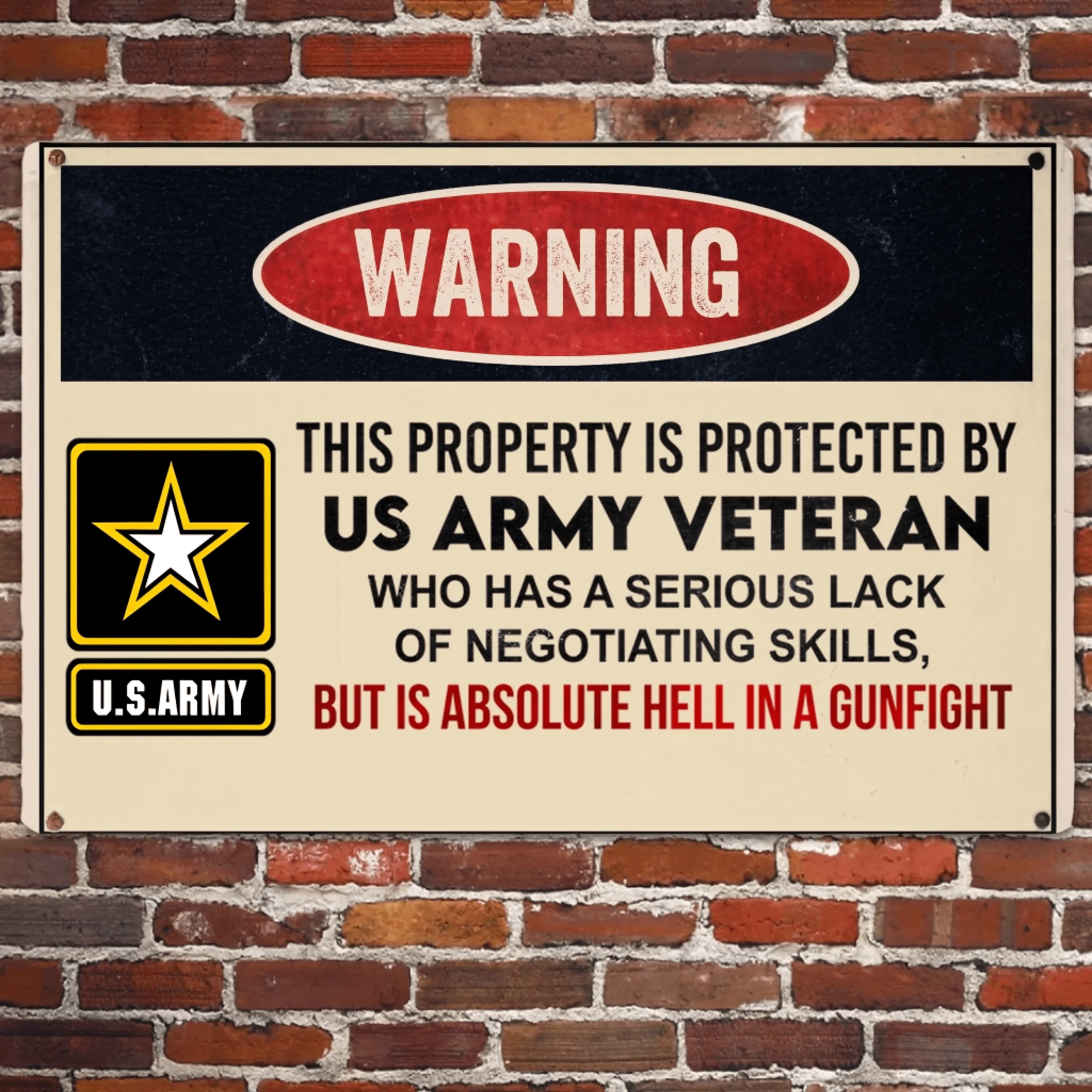 This property is protected by a Veteran - Gift for a Veteran - Personalised Custom Metal Sign 736921 - 737228 - DiyGiftly
