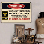 This property is protected by a Veteran - Gift for a Veteran - Personalised Custom Metal Sign 736921 - 737228 - DiyGiftly