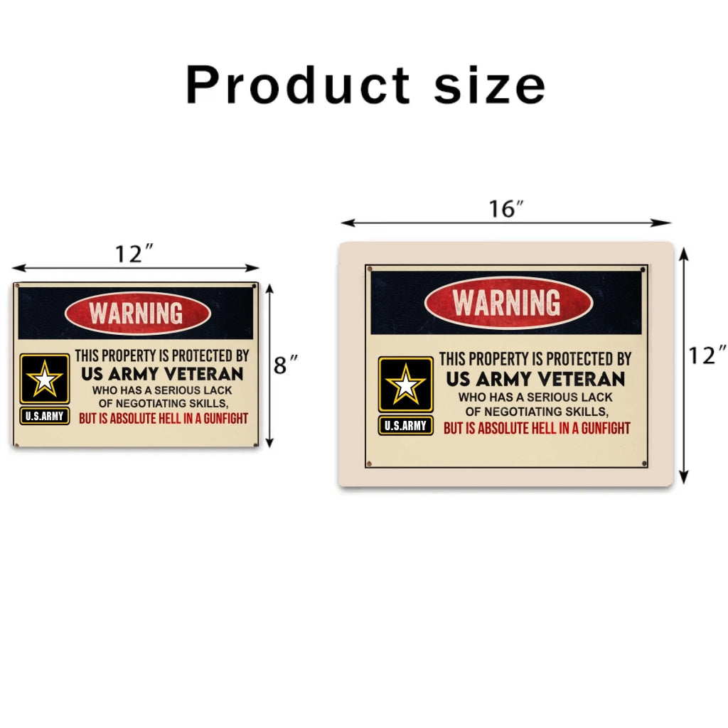 This property is protected by a Veteran - Gift for a Veteran - Personalised Custom Metal Sign 736921 - 737228 - DiyGiftly