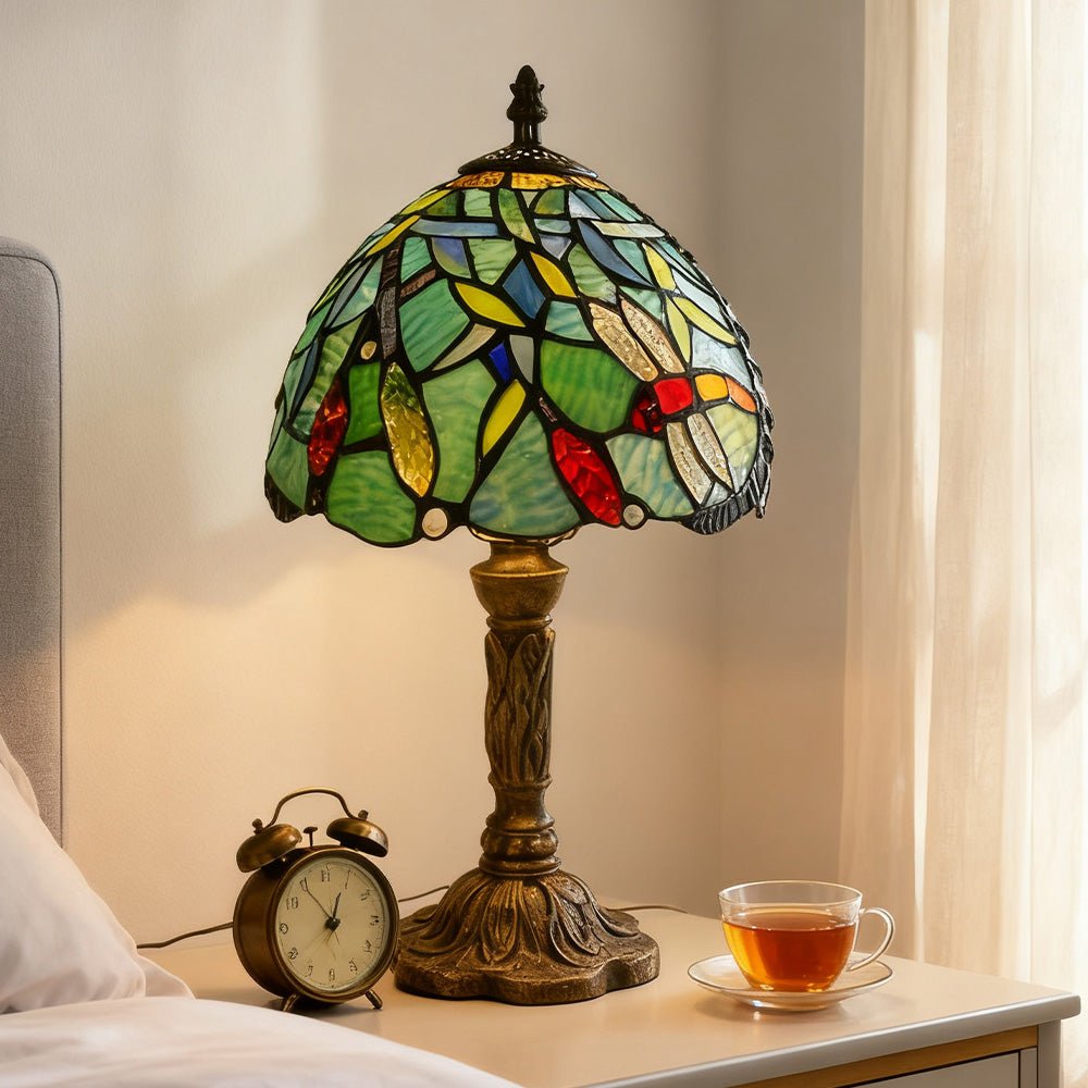 Tiffany - style Stained Table Lamp Vintage Bedside Reading Light Retro Ambient Home Decor - DiyGiftly
