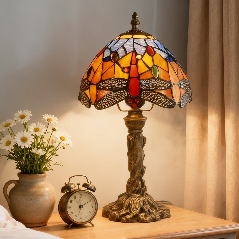 Tiffany - style Stained Table Lamp Vintage Bedside Reading Light Retro Ambient Home Decor - DiyGiftly