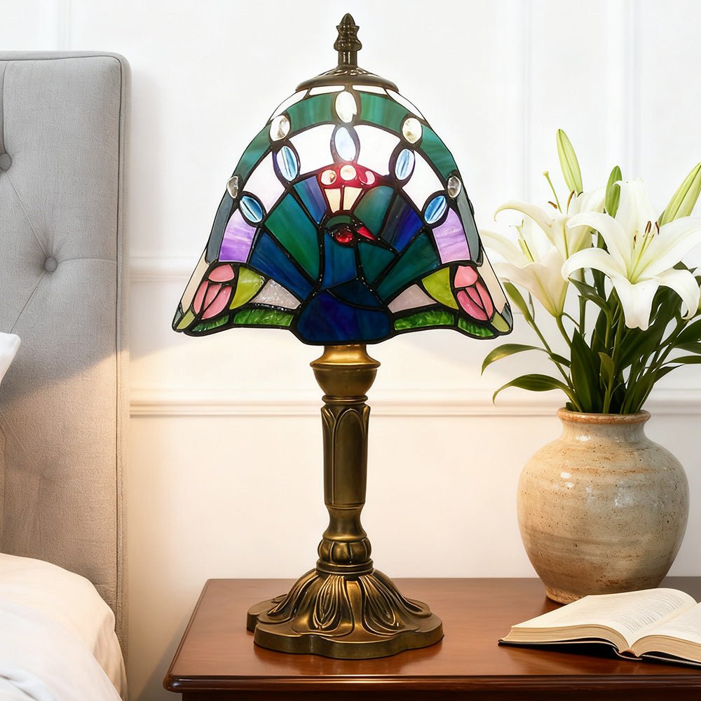Tiffany - style Stained Table Lamp Vintage Bedside Reading Light Retro Ambient Home Decor - DiyGiftly