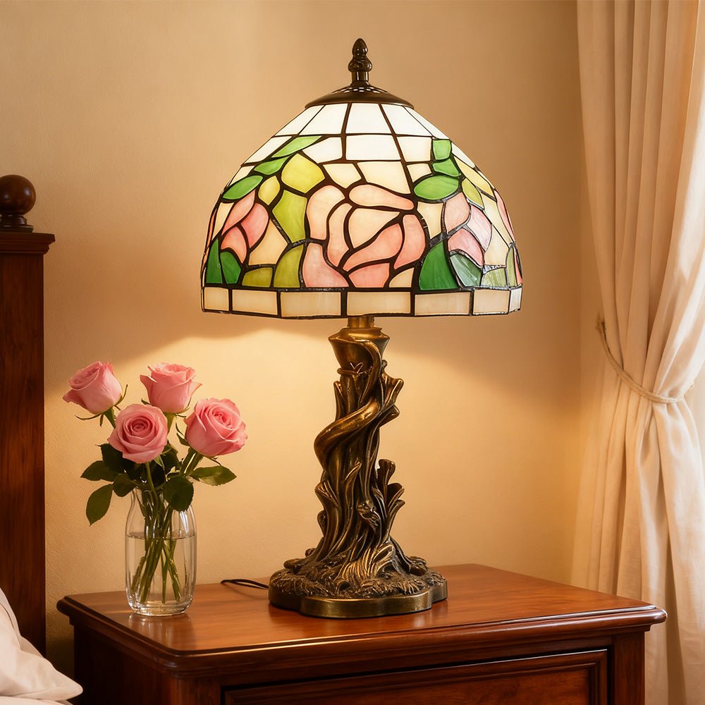 Tiffany - style Stained Table Lamp Vintage Bedside Reading Light Retro Ambient Home Decor - DiyGiftly