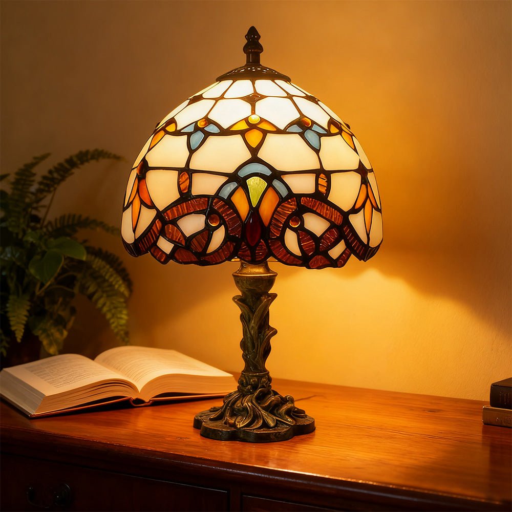 Tiffany - style Stained Table Lamp Vintage Bedside Reading Light Retro Ambient Home Decor - DiyGiftly