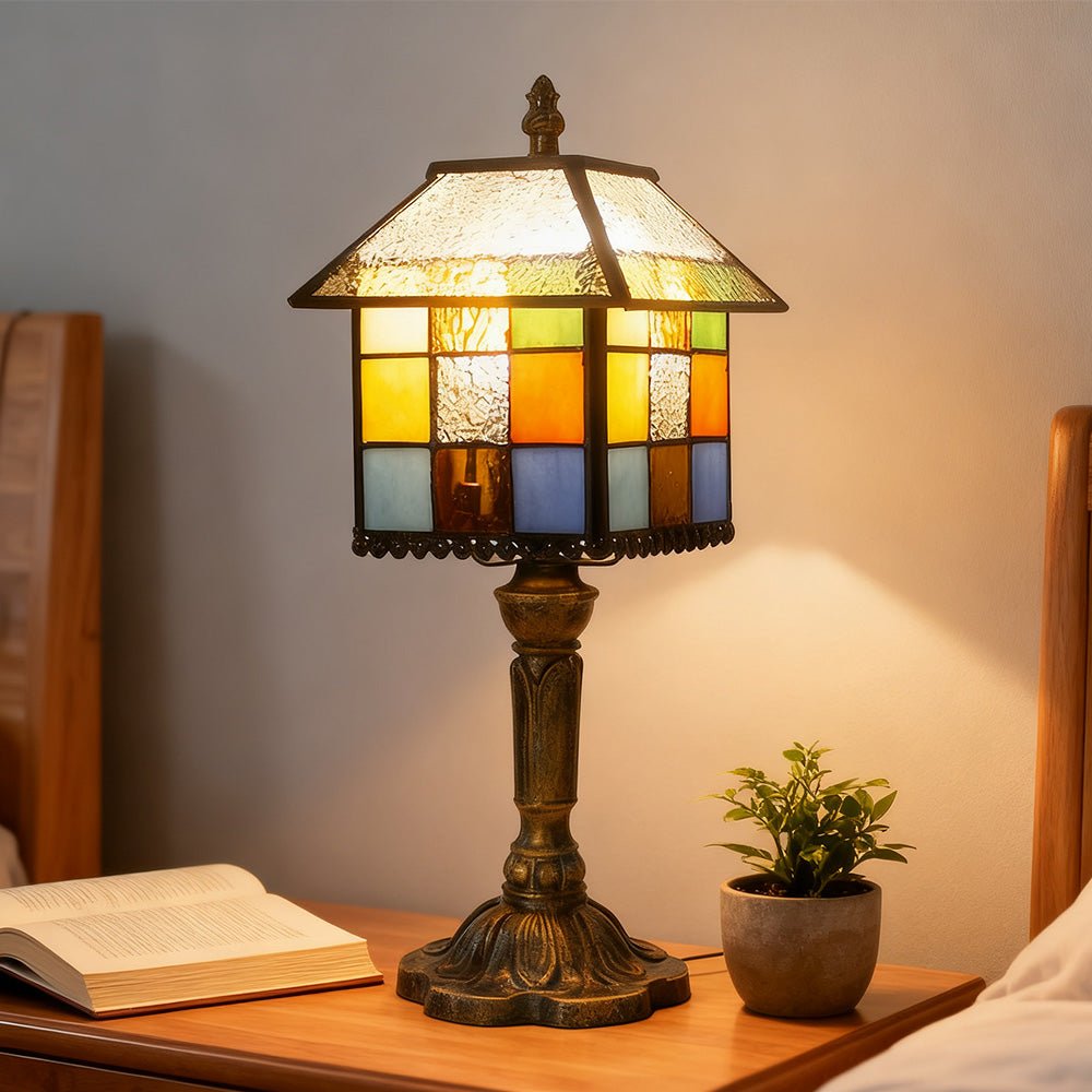 Tiffany - style Stained Table Lamp Vintage Bedside Reading Light Retro Ambient Home Decor - DiyGiftly