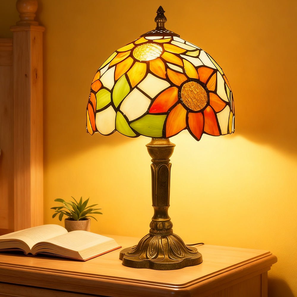 Tiffany - style Stained Table Lamp Vintage Bedside Reading Light Retro Ambient Home Decor - DiyGiftly