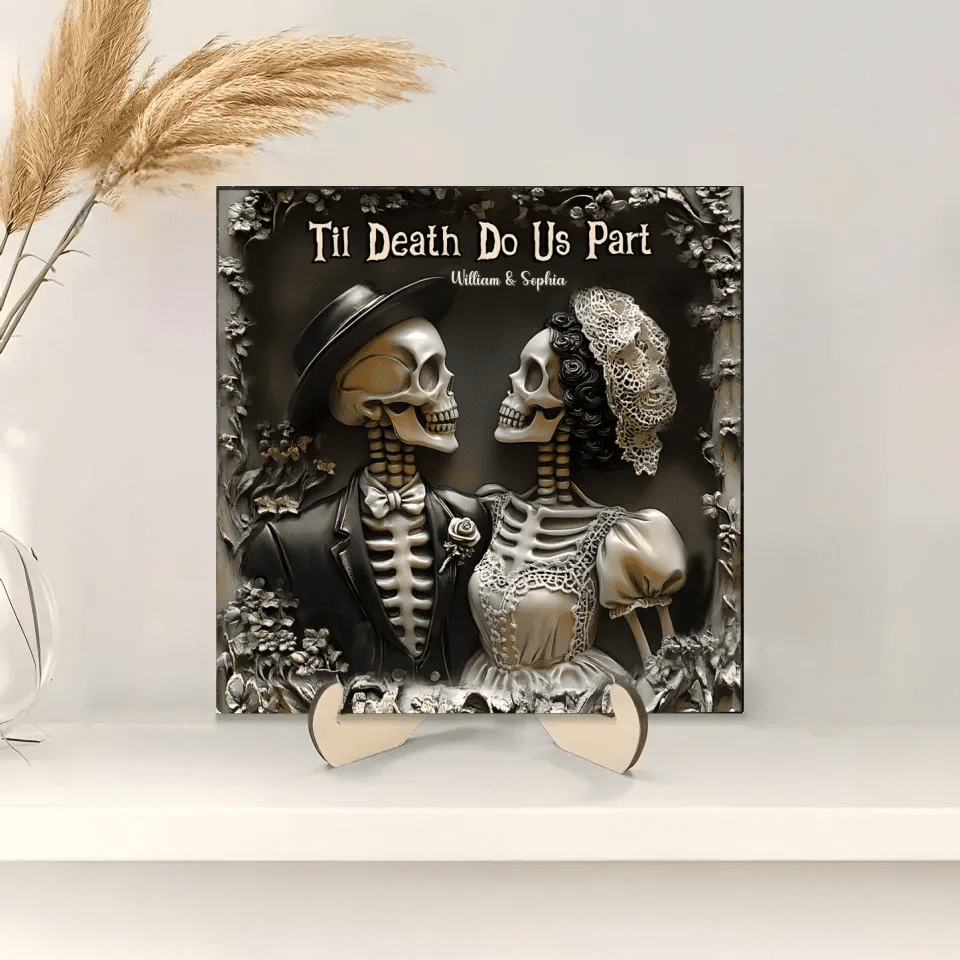 Til Death Do Us Part - Personalized Couple Square Shaped Stone With Stand - Anniversary Gift For Husband,Wife 746864 - DiyGiftly