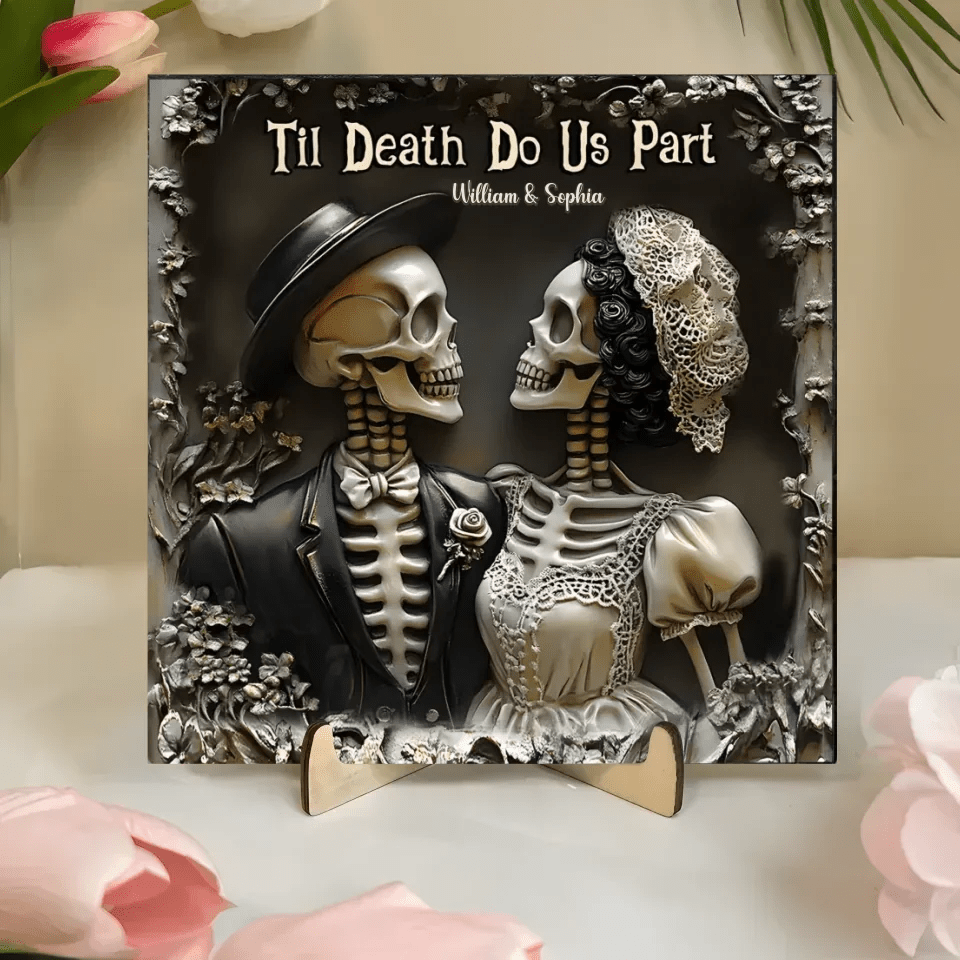 Til Death Do Us Part - Personalized Couple Square Shaped Stone With Stand - Anniversary Gift For Husband,Wife 746864 - DiyGiftly