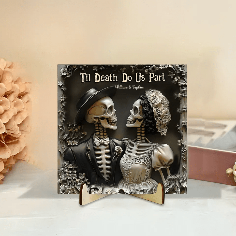 Til Death Do Us Part - Personalized Couple Square Shaped Stone With Stand - Anniversary Gift For Husband,Wife 746864 - DiyGiftly