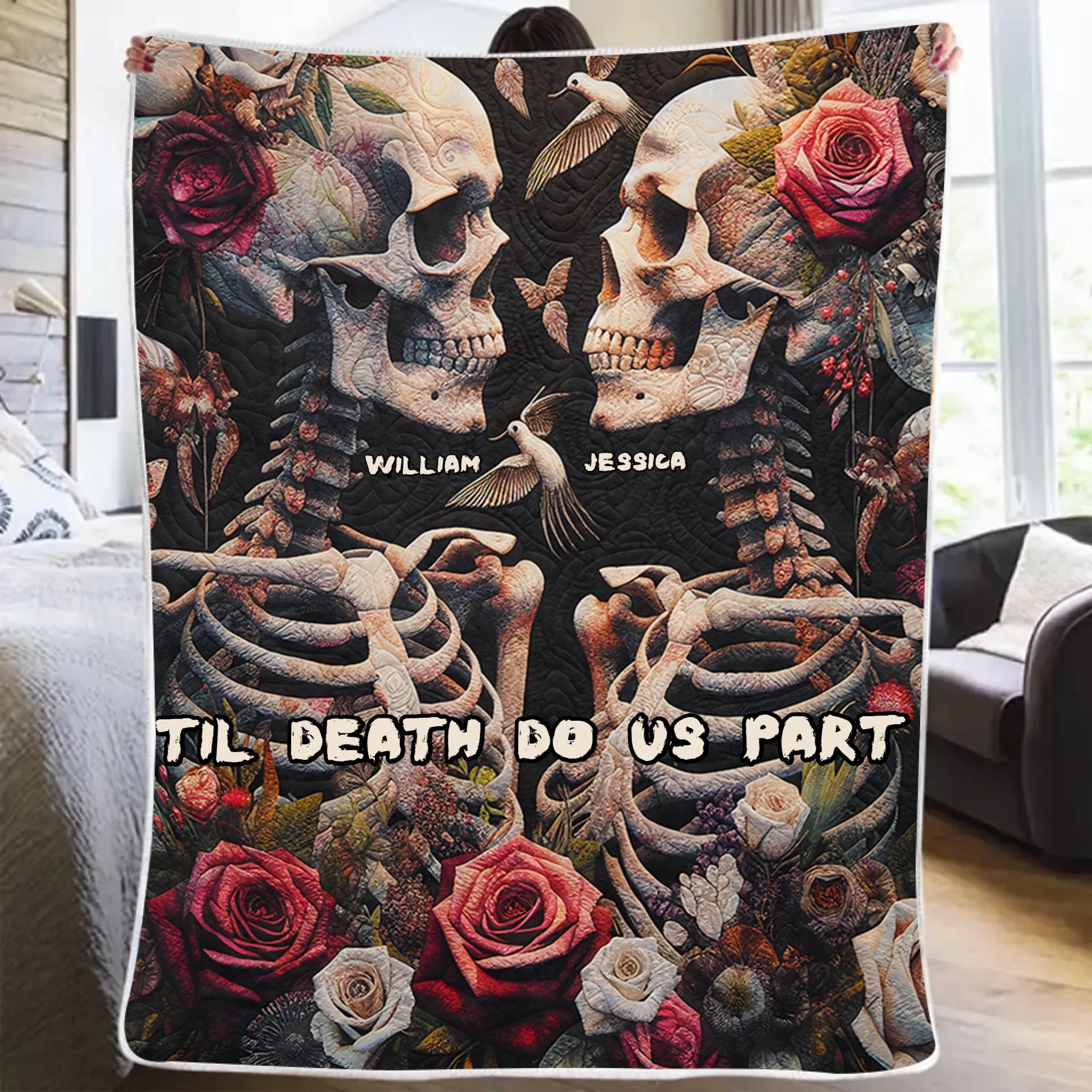 Til Death Do Us Part - Personalized Skull Blanket 749014 - DiyGiftly