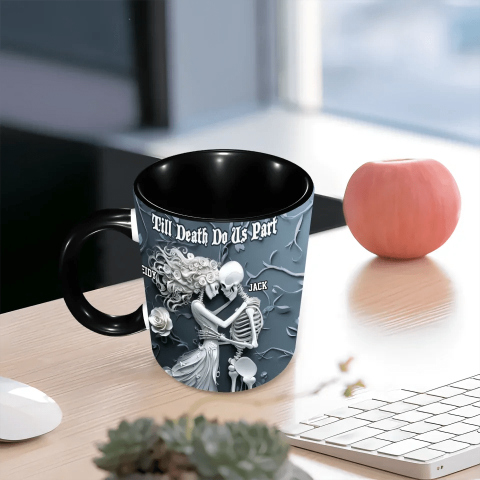Till Death Do Us Part - Personalized Skull Accent Mug 748474 - DiyGiftly