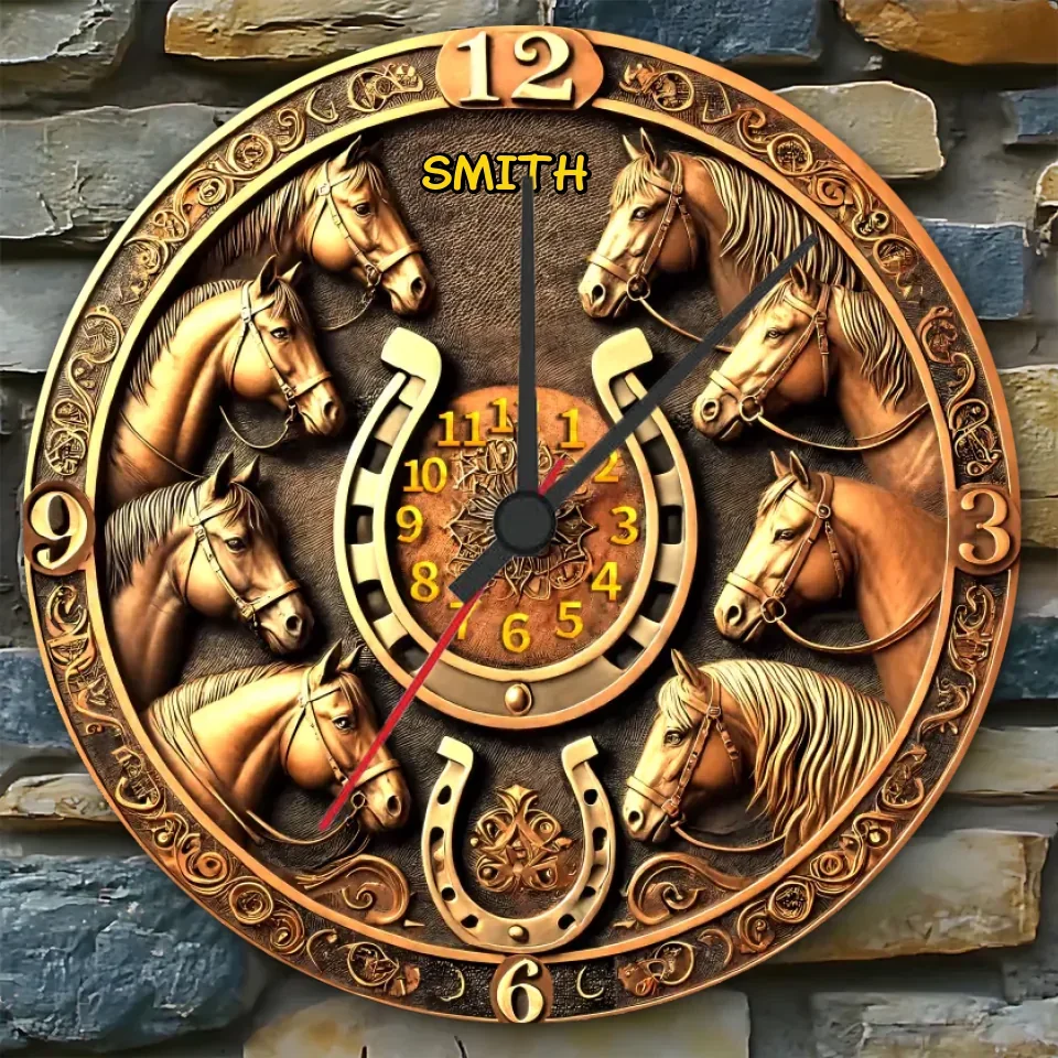 custom name wooden wall clock for living room decor