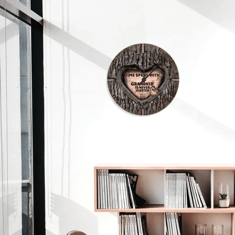 Time Spent With Grandkids Is Never Wasted - Personalized Grandma Wall Clock 736213 - DiyGiftly