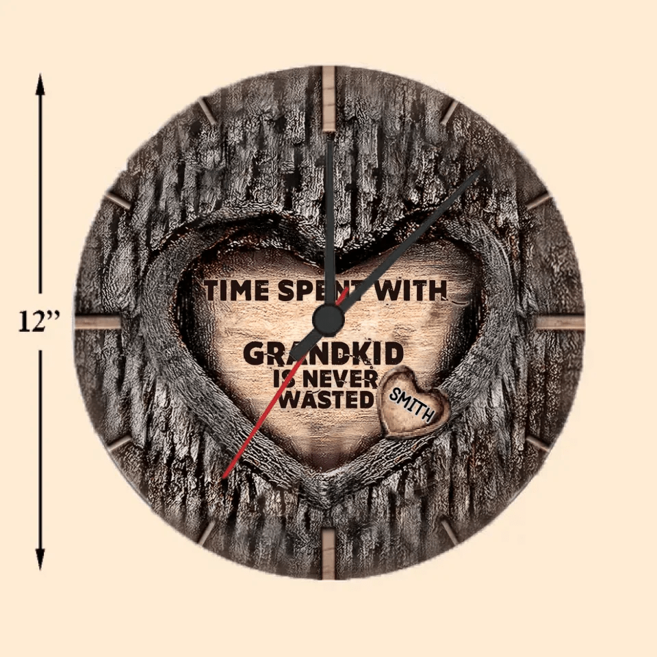 Time Spent With Grandkids Is Never Wasted - Personalized Grandma Wall Clock 736213 - DiyGiftly