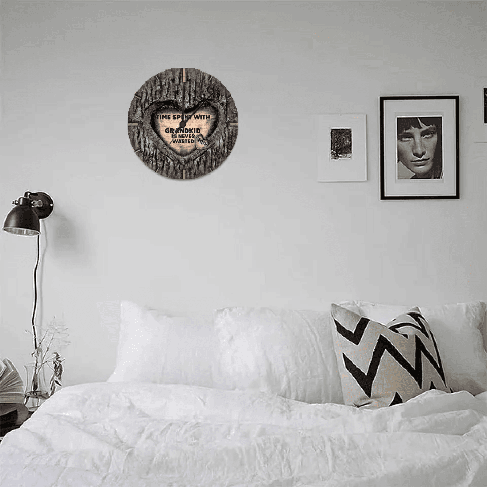 Time Spent With Grandkids Is Never Wasted - Personalized Grandma Wall Clock 736213 - DiyGiftly