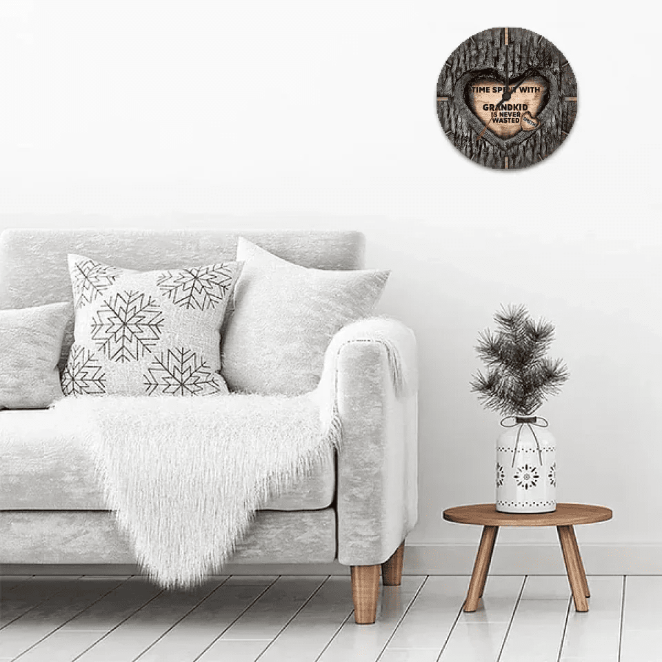Time Spent With Grandkids Is Never Wasted - Personalized Grandma Wall Clock 736213 - DiyGiftly