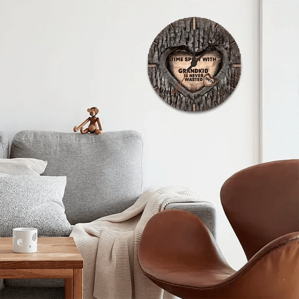 Time Spent With Grandkids Is Never Wasted - Personalized Grandma Wall Clock 736213 - DiyGiftly