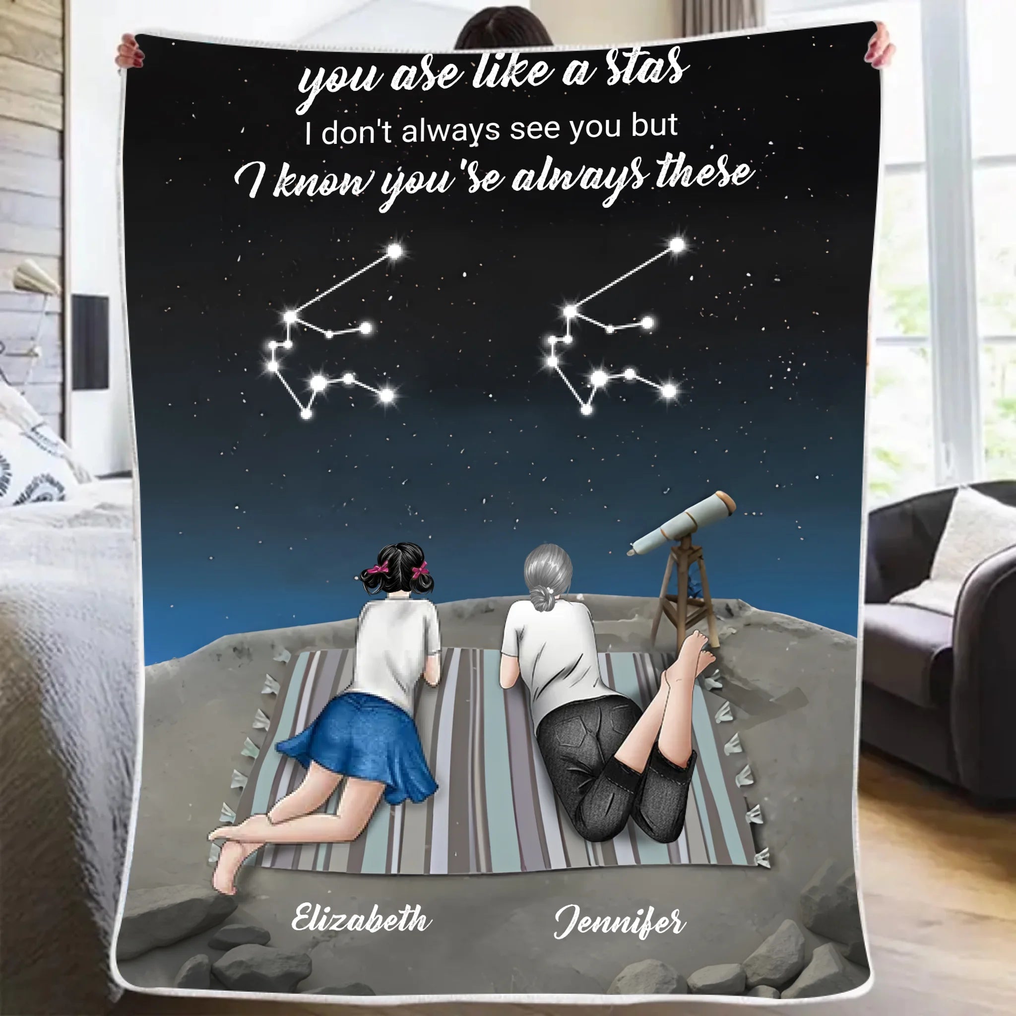 flannel bestie vertical blanket personalized design gift for best friend
