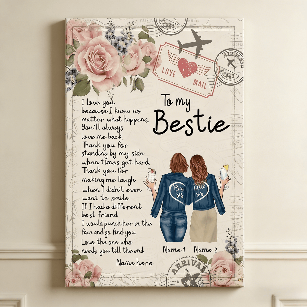 canvas unframed bestie canvas personalized design wall art
