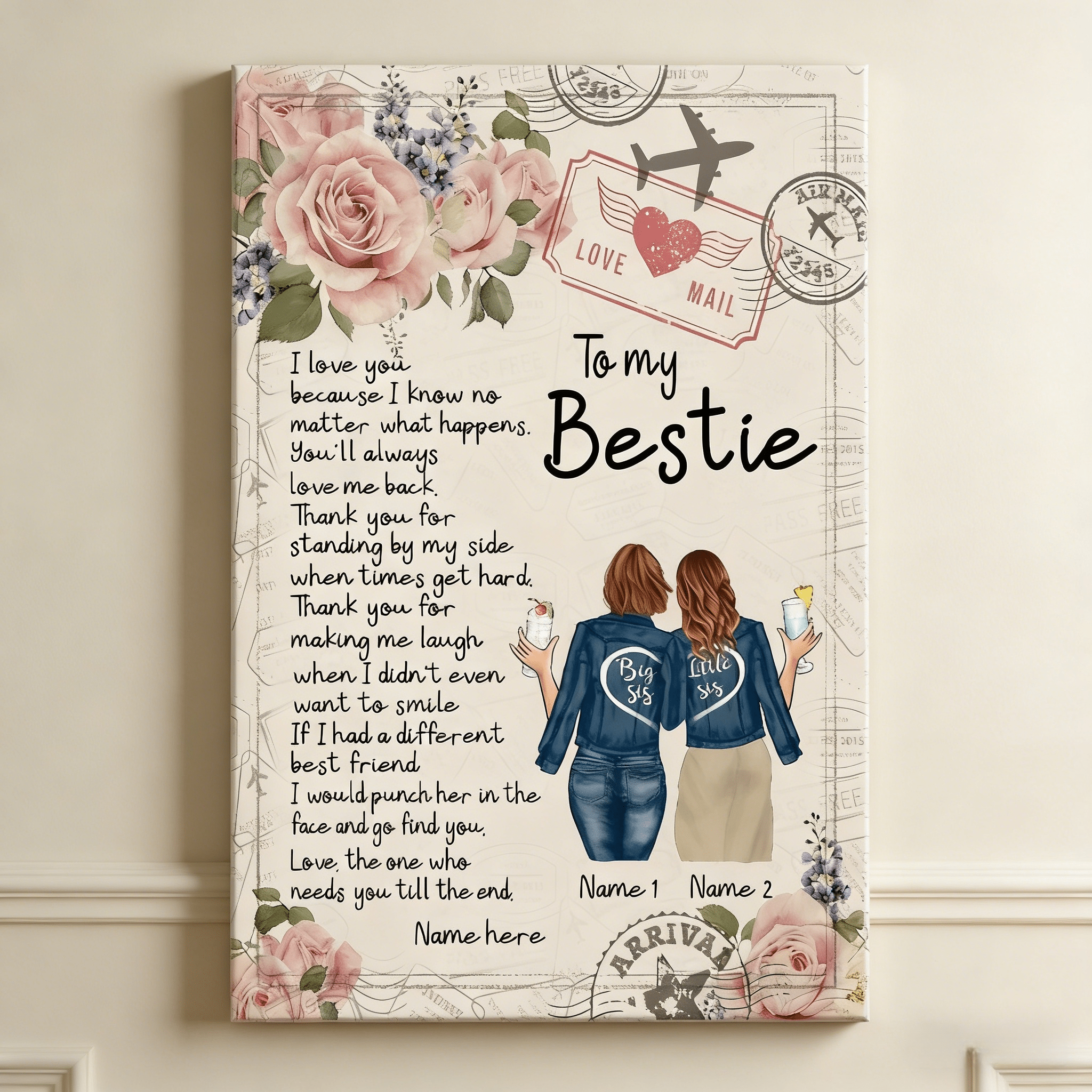 canvas unframed bestie canvas personalized design wall art