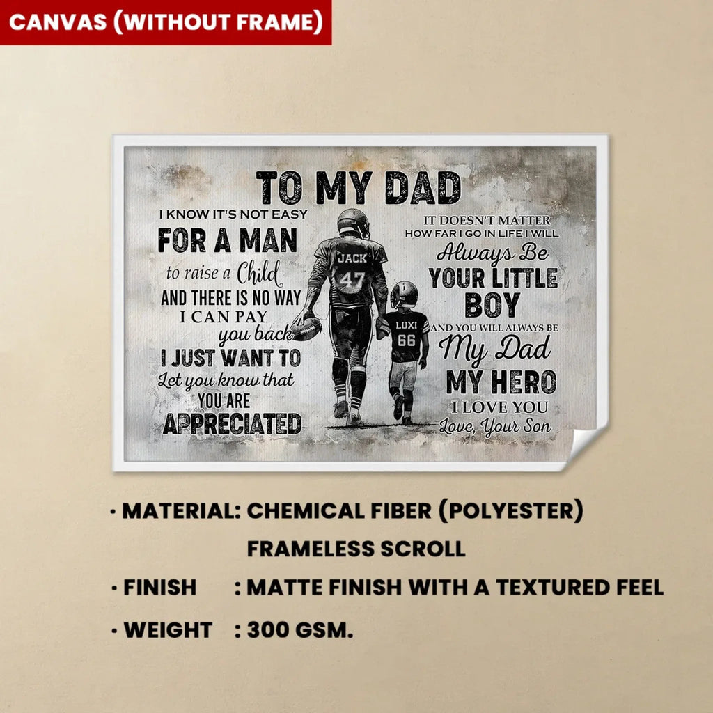 to my dad personalized football poster gift for football lovers 746575 custom gift for dad personalized gift photo