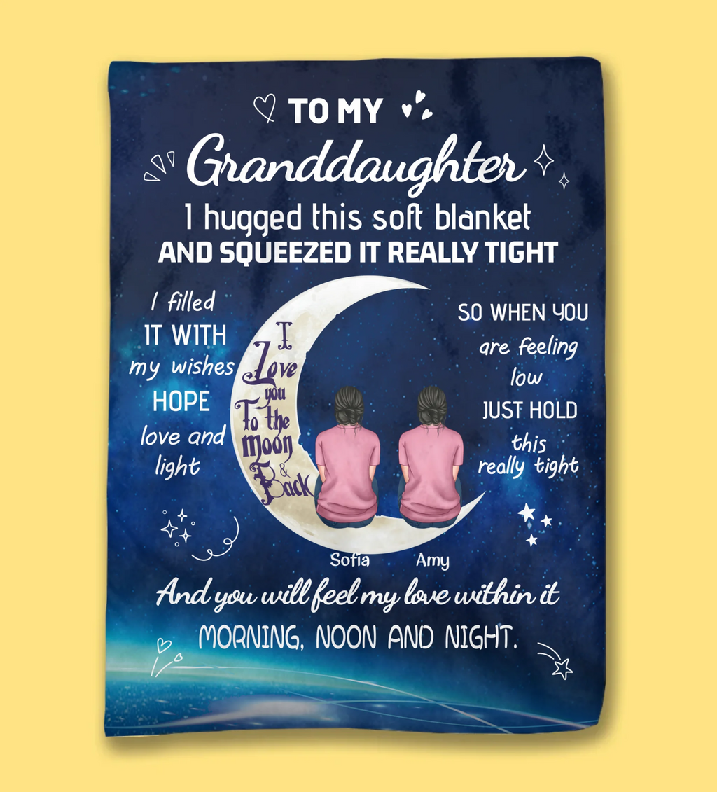 to my granddaughter i love you to the moon and back moonlight illustration throw blanket gift from grandparents