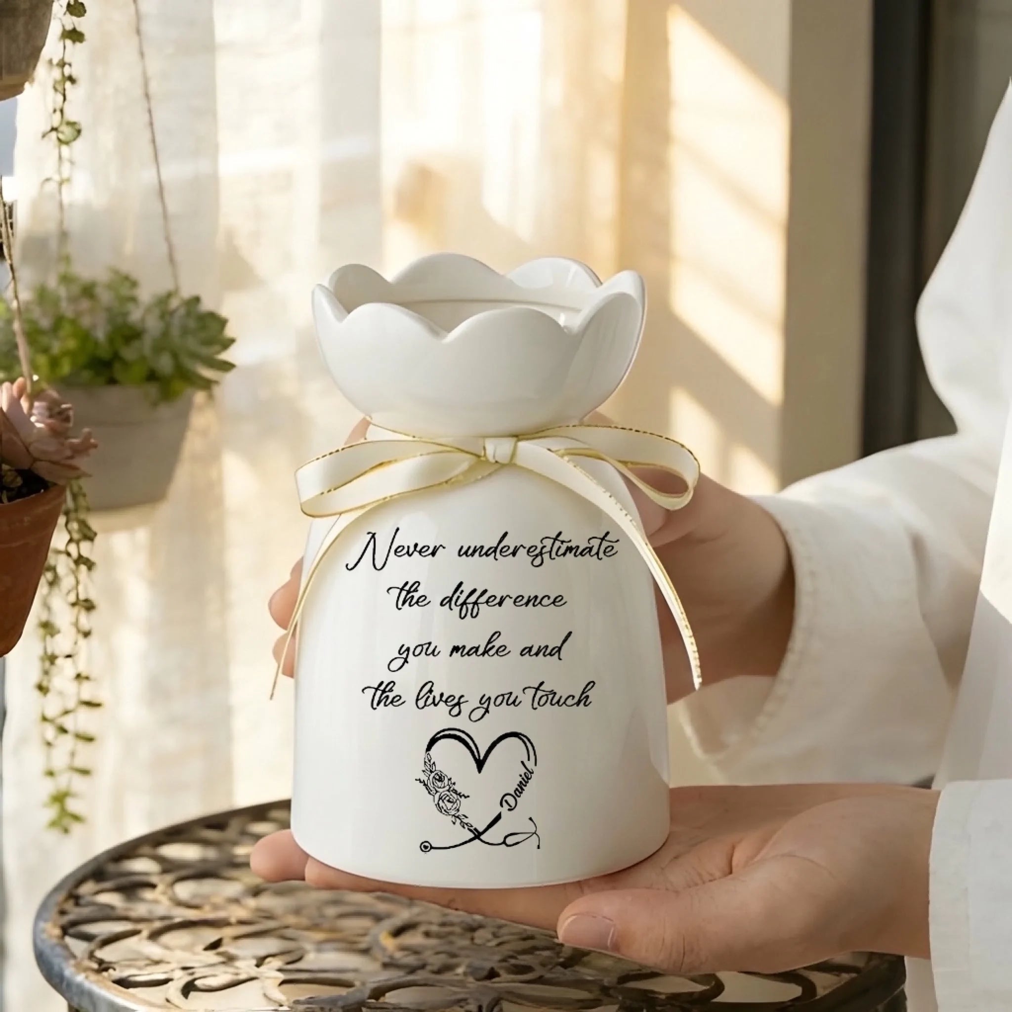"To the Heart of Healing" – Personalized Stethoscope Heart Nurse Ceramic Flower Vase – Custom Name Floral Keepsake Graduation Gift for New Nurse & Nursing Student 1148105 - DiyGiftly