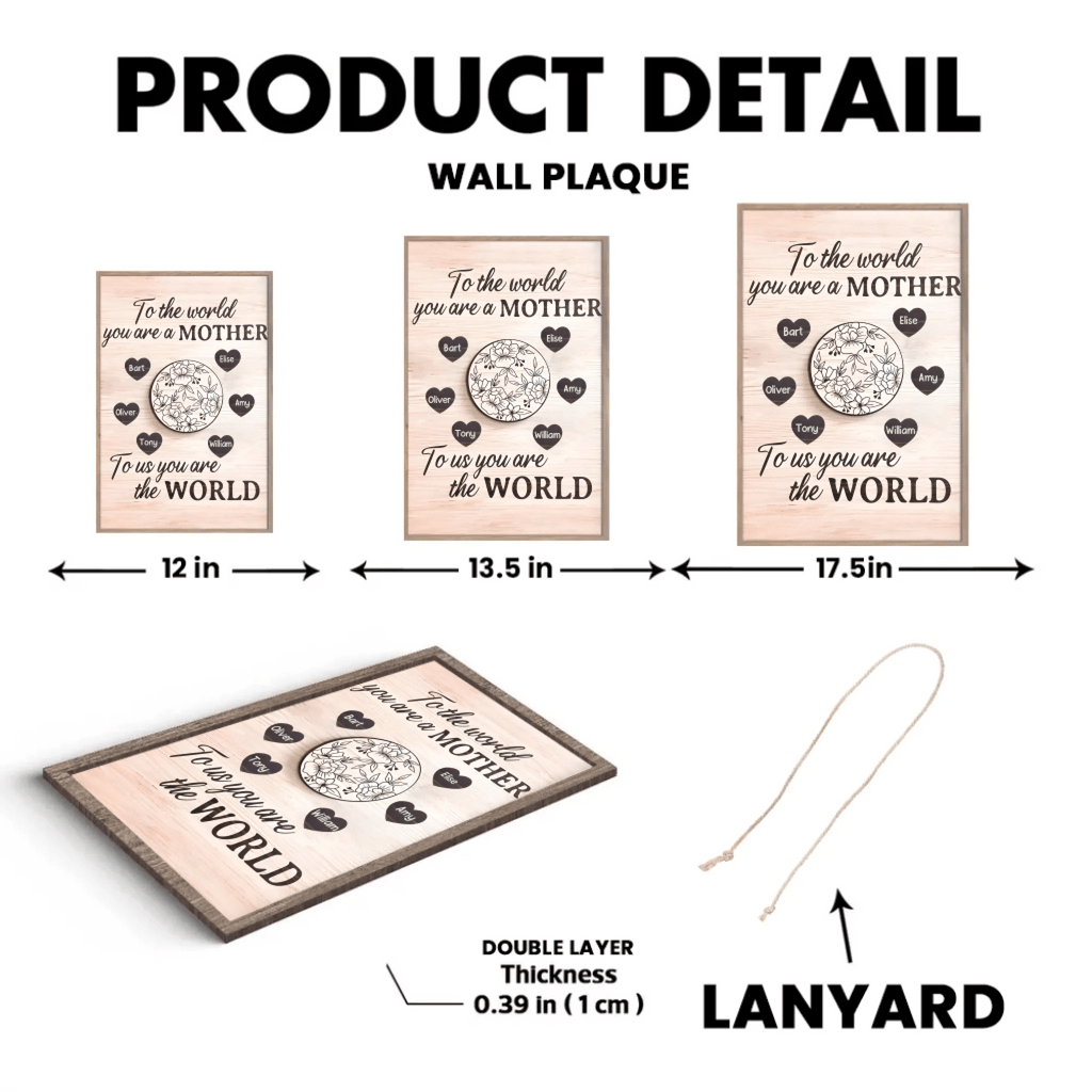 To Us You Are The World Mother's Day Gift - Personalized Wooden Plaque 734610 - 734612 - DiyGiftly