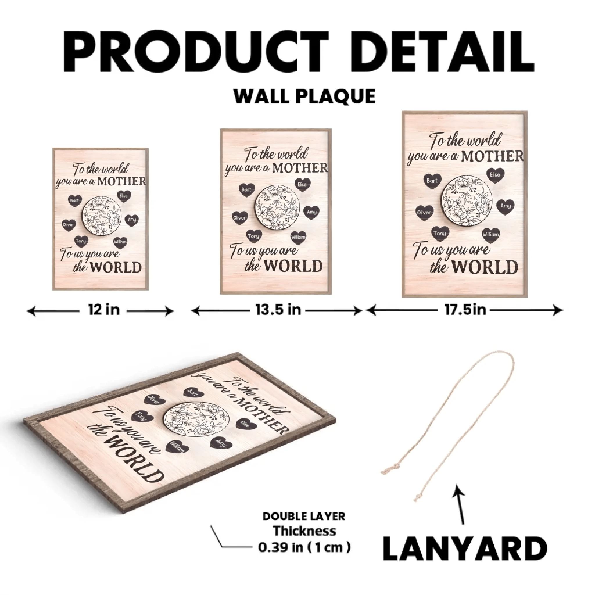 To Us You Are The World Mother's Day Gift - Personalized Wooden Plaque 734610 - 734612 - DiyGiftly