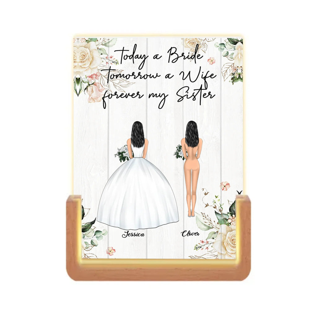 led night light custom acrylic plaque keepsake for sister bridesmaid sister bridesmaid gift product image