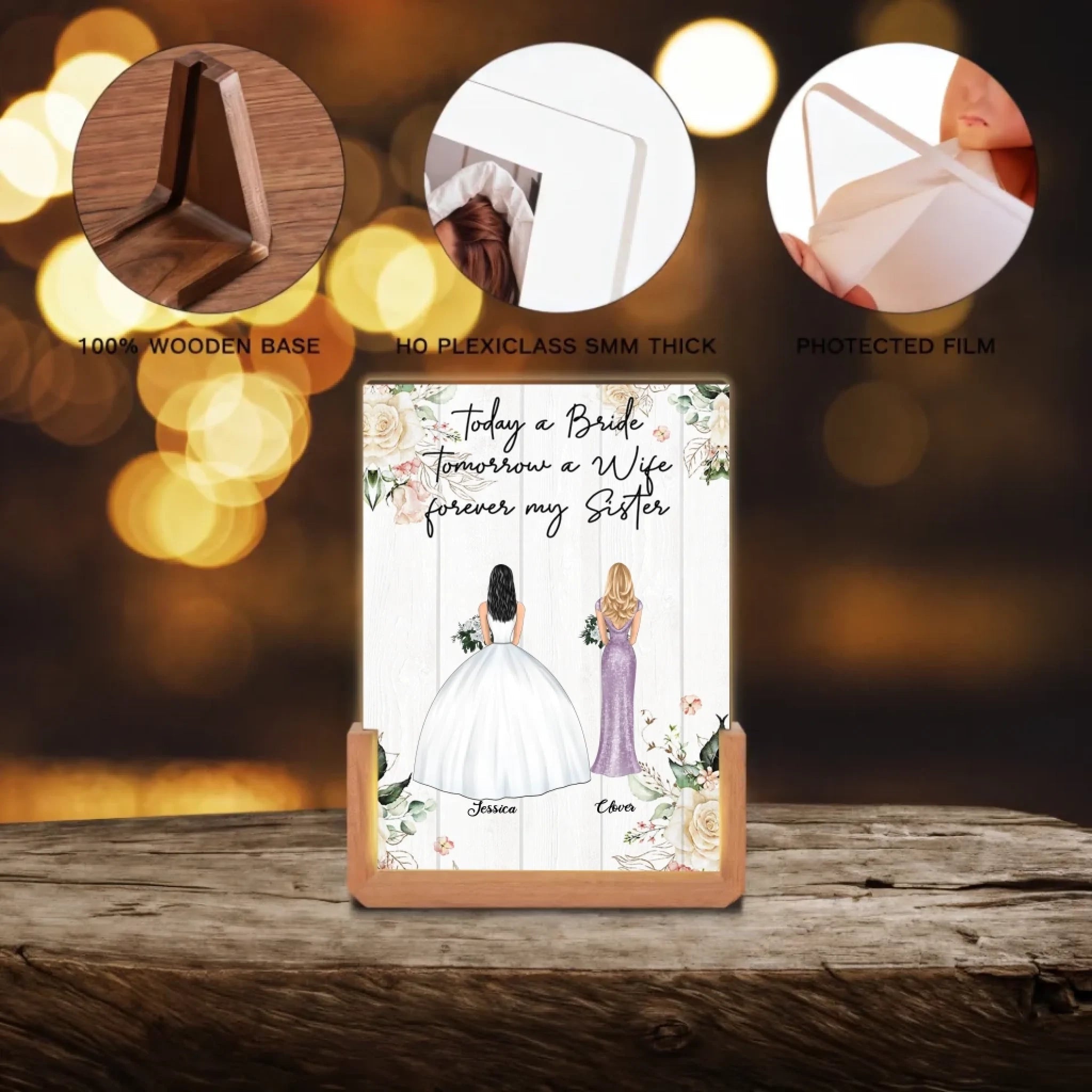 Today A Bride Tomorrow A Wife Forever My Sister LED Night Light 727930 - Z - DiyGiftly