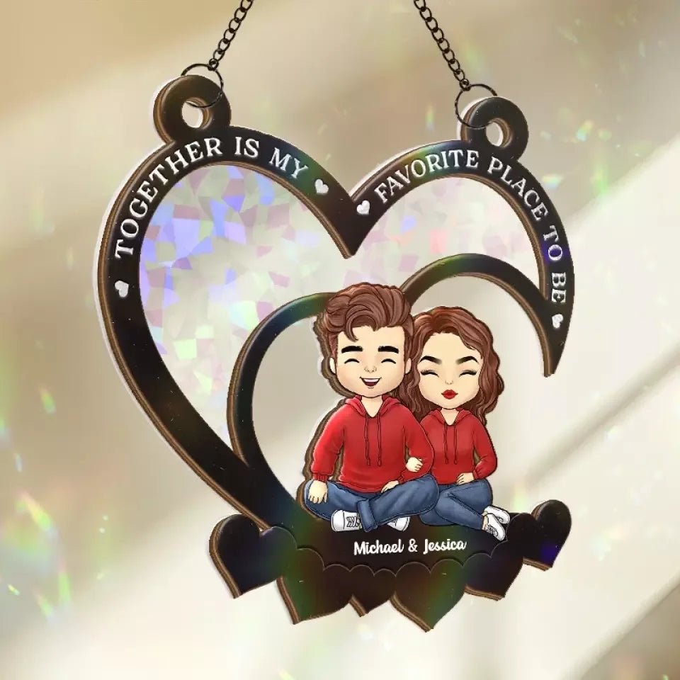 Together Is My Favorite Place To Be - Couple Personalized Window Hanging Suncatcher - Gift For Husband Wife, Anniversary 667977 - DiyGiftly