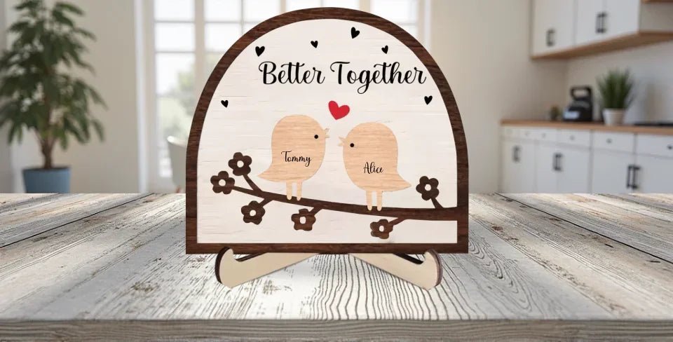Together Is Right Where We Belong - Personalized Custom 2 - Layer Wood Plaque With Flat Base 753967 - 754122 - DiyGiftly