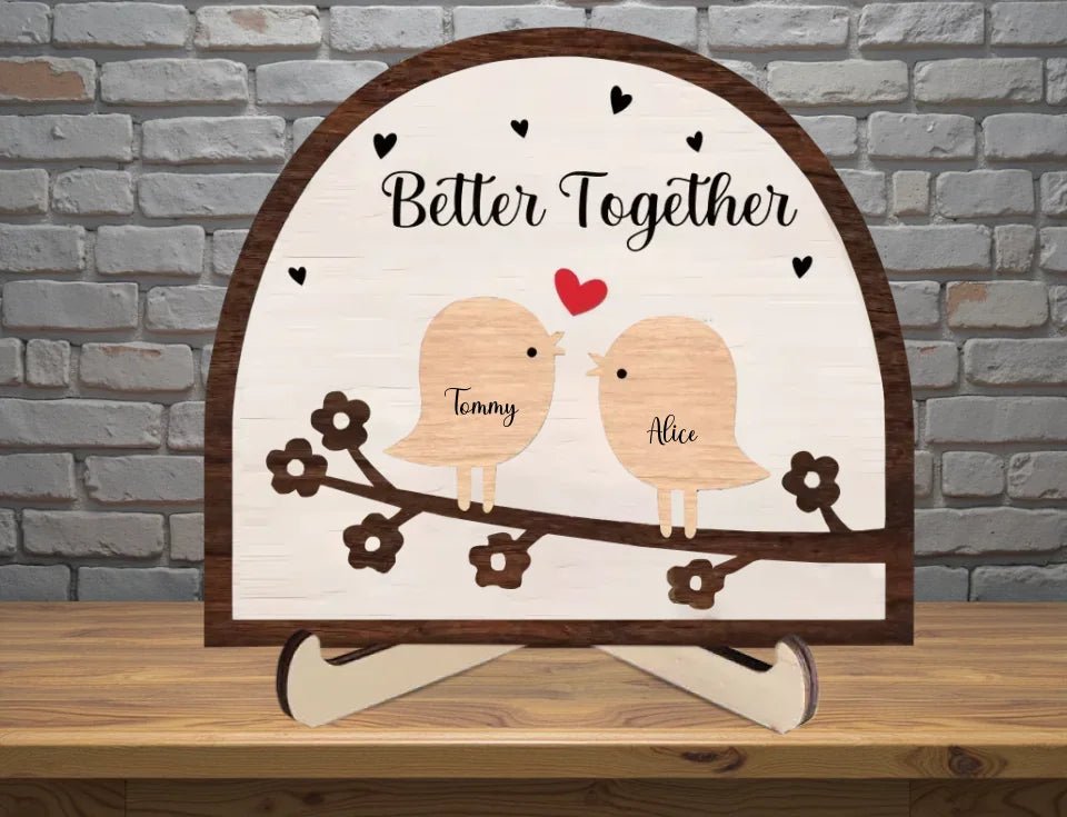 Together Is Right Where We Belong - Personalized Custom 2 - Layer Wood Plaque With Flat Base 753967 - 754122 - DiyGiftly