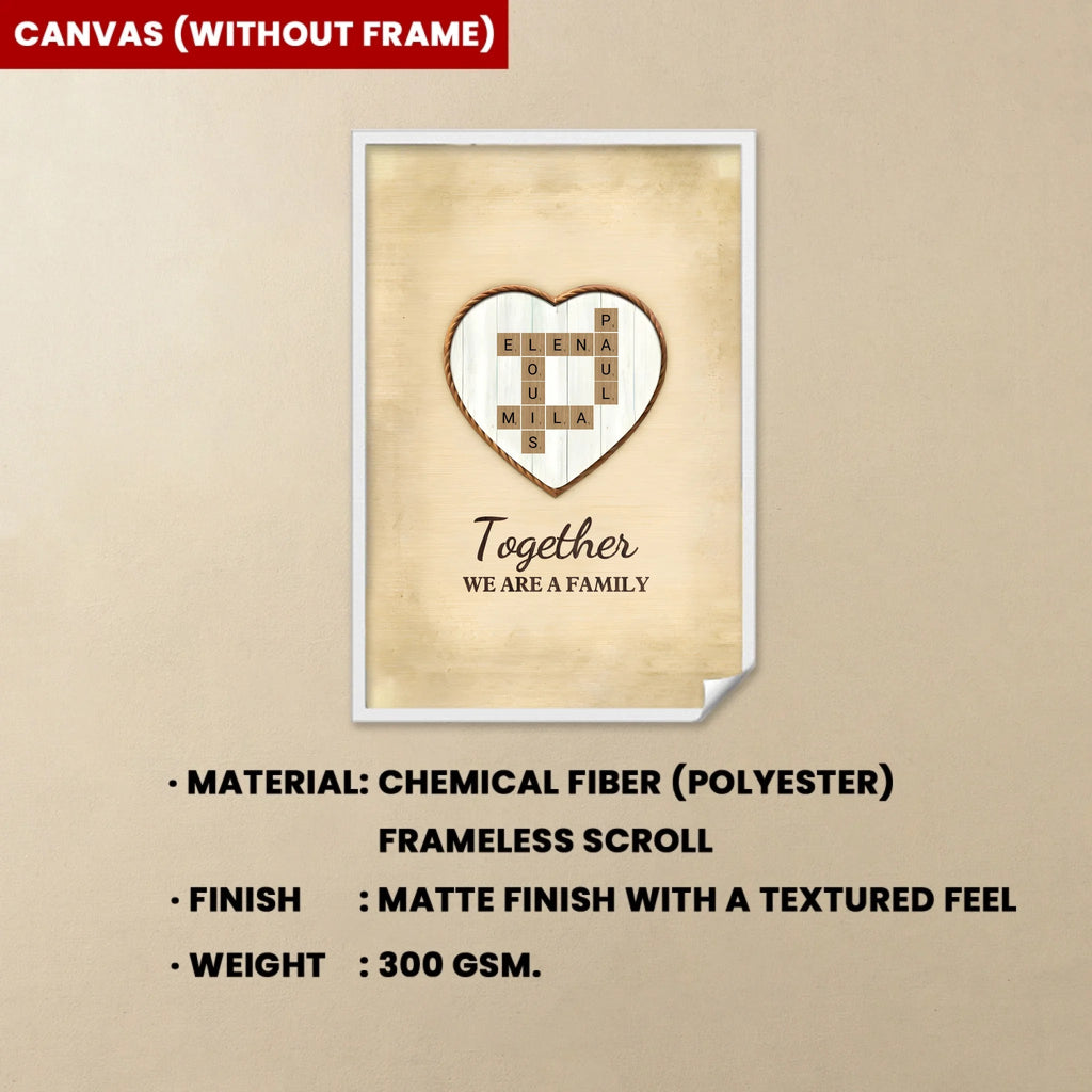 Together We Are A Family With Crosswords - Customizable Family Canvas 723976 - 723977 - DiyGiftly