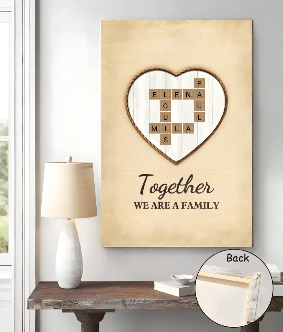 Together We Are A Family With Crosswords - Customizable Family Canvas 723976 - 723977 - DiyGiftly