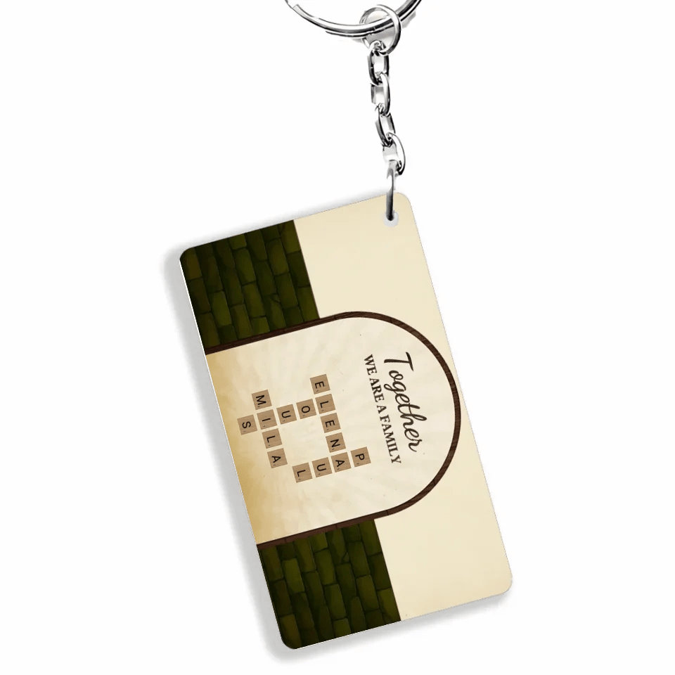Together We Are A Family With Retro Crosswords - Customizable Family Acrylic Keychain 737154 - DiyGiftly