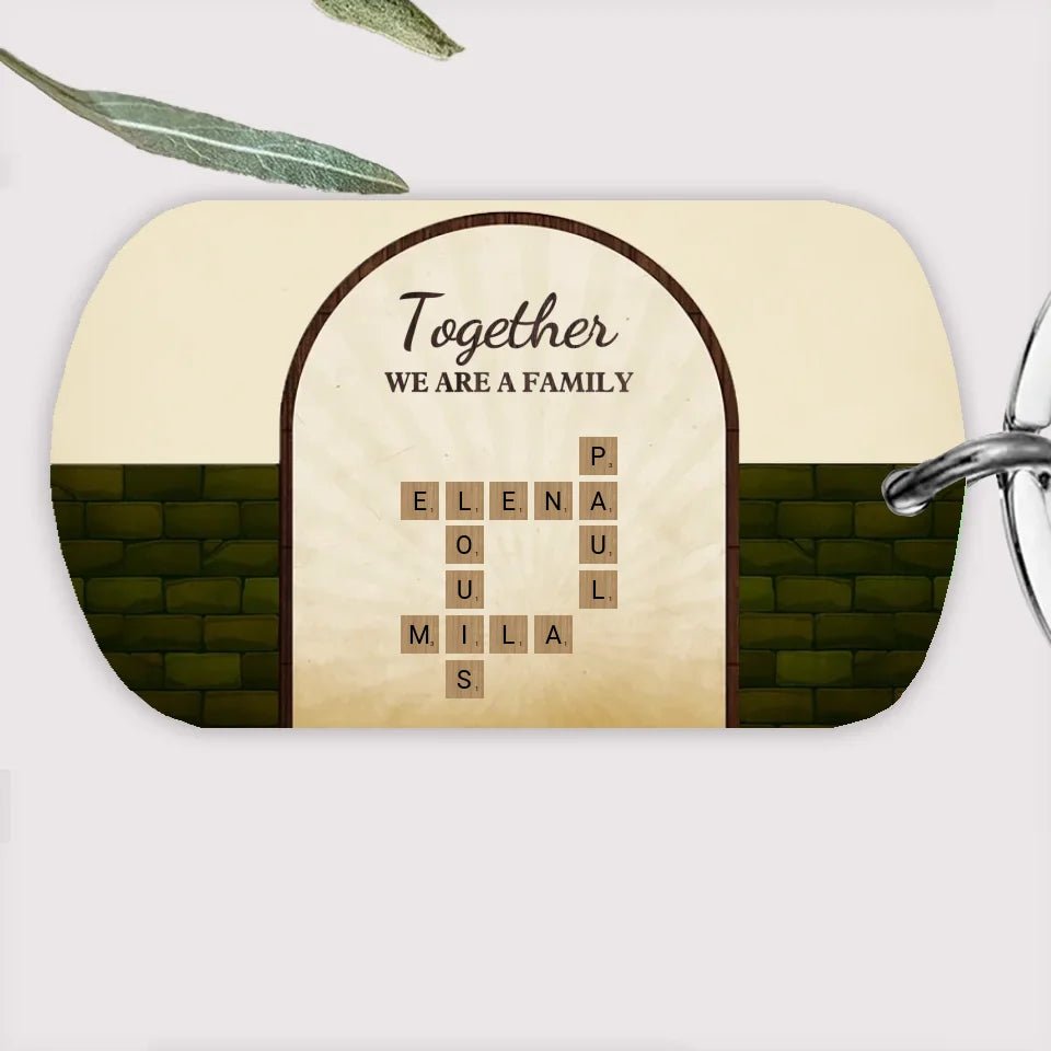 Together We Are A Family With Retro Crosswords - Customizable Family Acrylic Keychain 737154 - DiyGiftly
