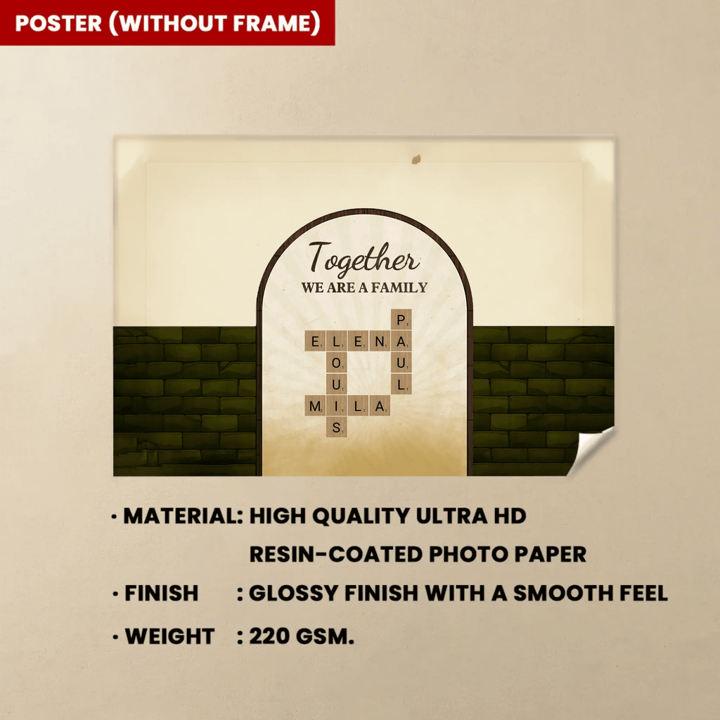 Together We Are A Family With Retro Crosswords - Customizable Family Canvas 723814 - 723907 - DiyGiftly