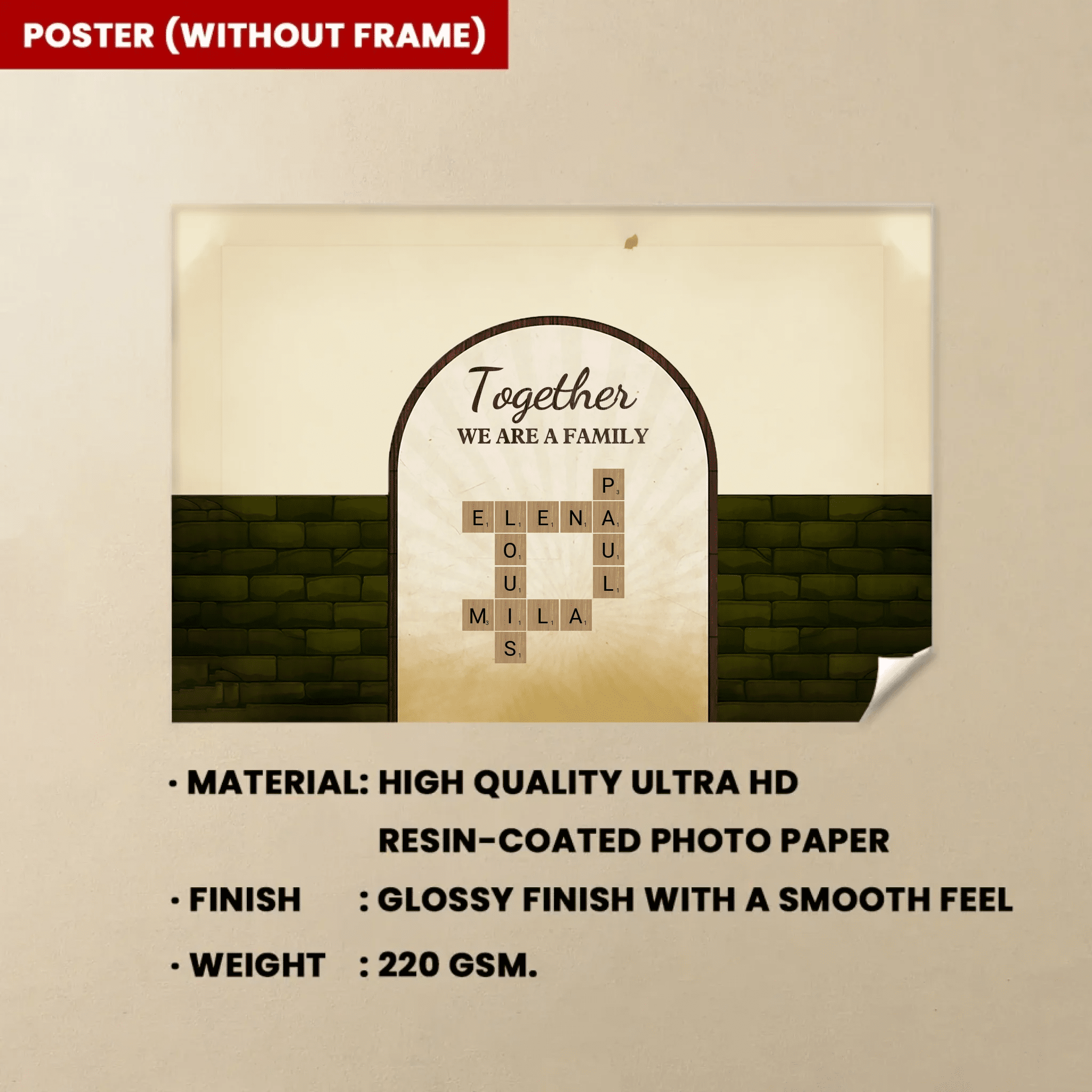 Together We Are A Family With Retro Crosswords - Customizable Family Canvas 723814 - 723907 - DiyGiftly