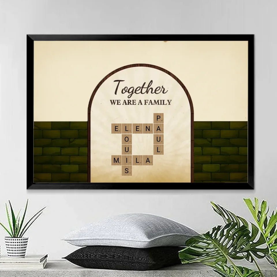 Together We Are A Family With Retro Crosswords - Customizable Family Canvas 723814 - 723907 - DiyGiftly