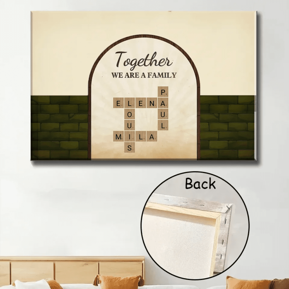 Together We Are A Family With Retro Crosswords - Customizable Family Canvas 723814 - 723907 - DiyGiftly