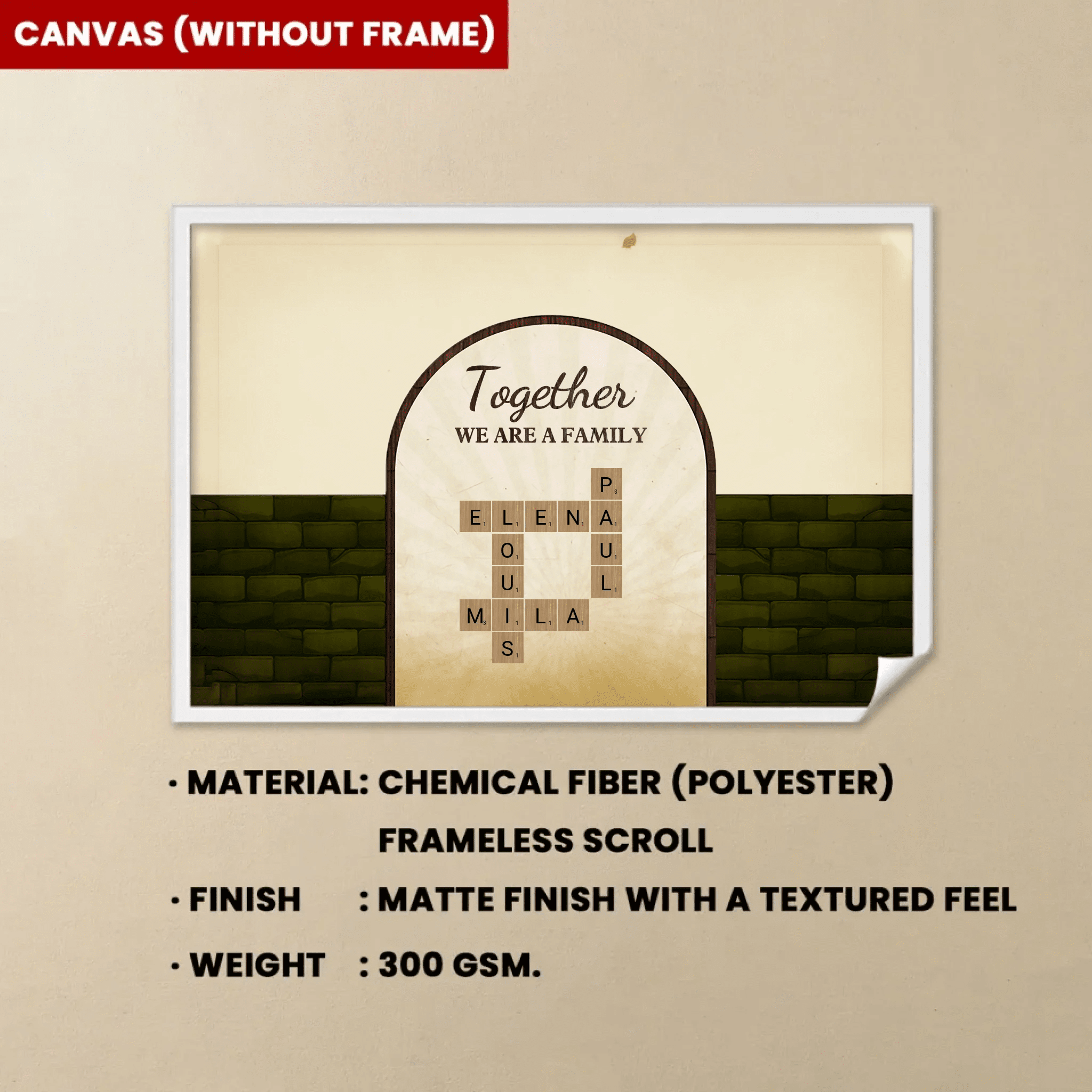 Together We Are A Family With Retro Crosswords - Customizable Family Canvas 723814 - 723907 - DiyGiftly