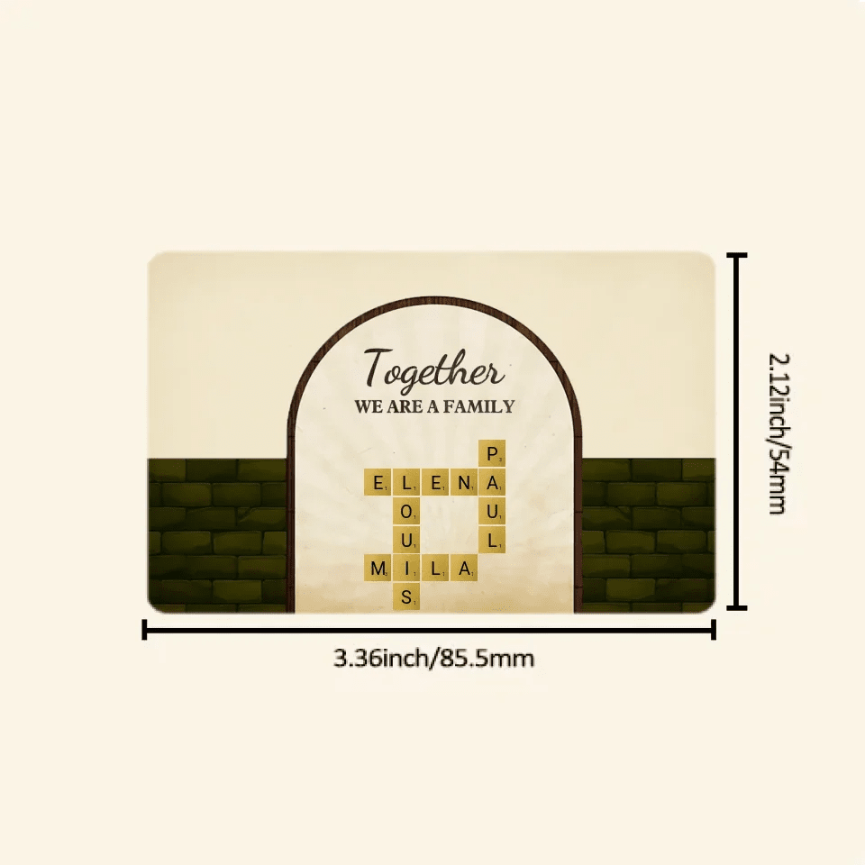 Together We Are A Family With Retro Crosswords - Customizable Family Wallet Card 723814 - Q - DiyGiftly