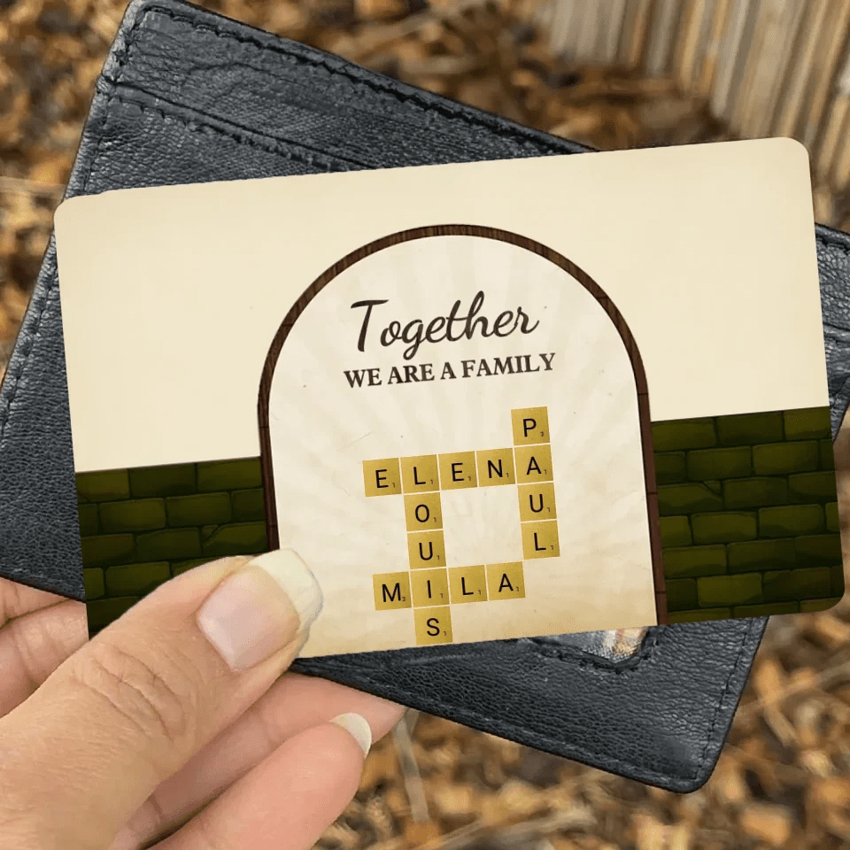 Together We Are A Family With Retro Crosswords - Customizable Family Wallet Card 723814 - Q - DiyGiftly